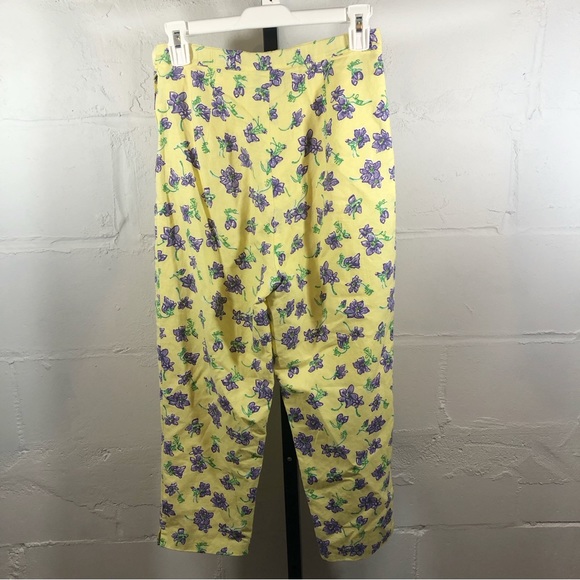 Lilly Pulitzer Linen Blend Floral Crop Pants Size 4 Yellow Purple - Picture 3 of 7